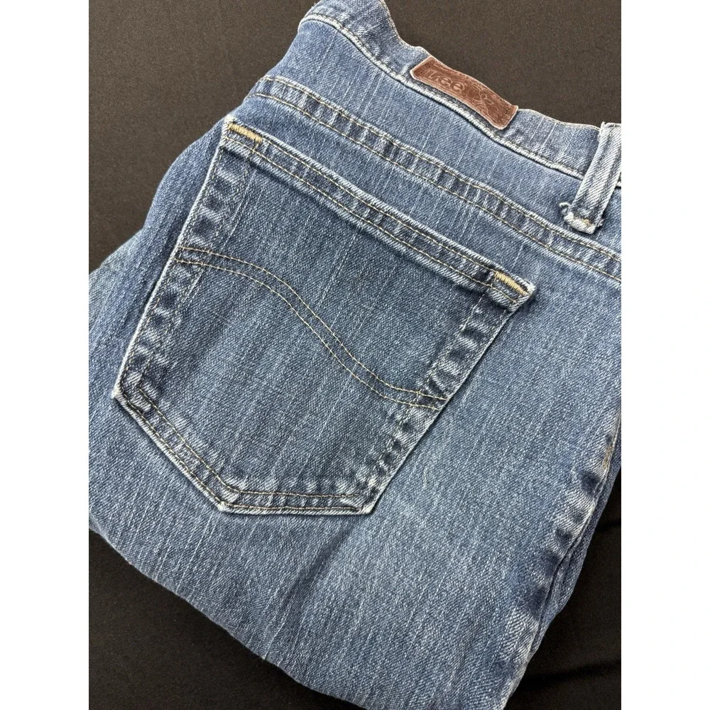 Lee Relaxed Straight Leg Jeans‎ Womens 16W Dark Blue Stretch Denim 34x29